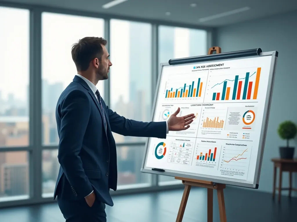 PPRA and SPRA legal attorney presenting a strategic procurement risk assessment, analyzing data and providing expert guidance to mitigate risks and ensure compliance with procurement regulations.